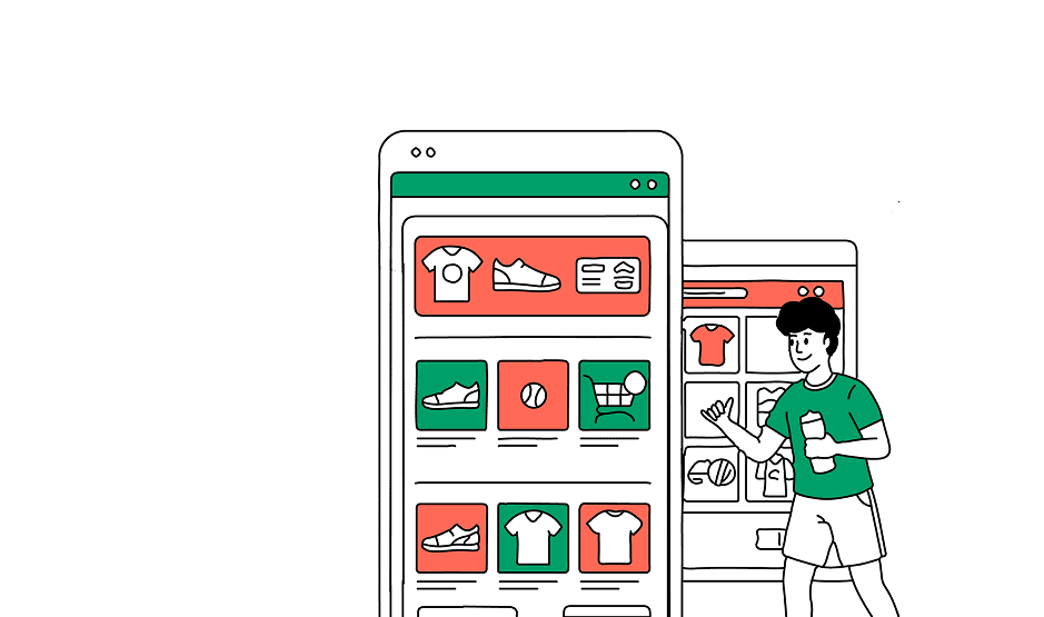 Sport commerce platform illustration